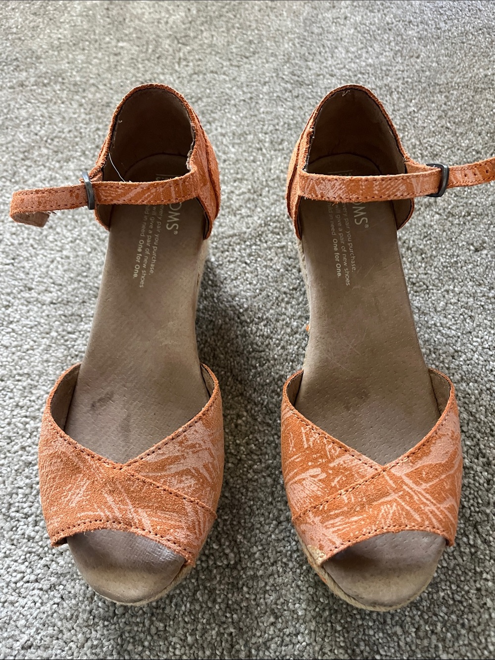 Toms Orange Ankle-Strap Wedge Sandals